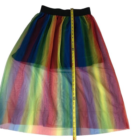 Adult Rainbow Tutu Sheer Midi Skirt - Mini Skirt Lining Size Small - Picture 7 of 10